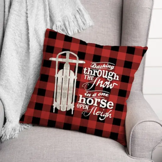 One Horse Open Sleigh 18x18 Throw Pillow {1}