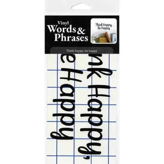 Leisure Arts&reg; Vinyl Matte Black Think Happy, Be Happy Decal {4}