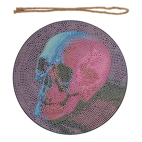 8" Neon Skull Round Wood Plaque Diamond Art Kit by Make Market&reg; {3}
