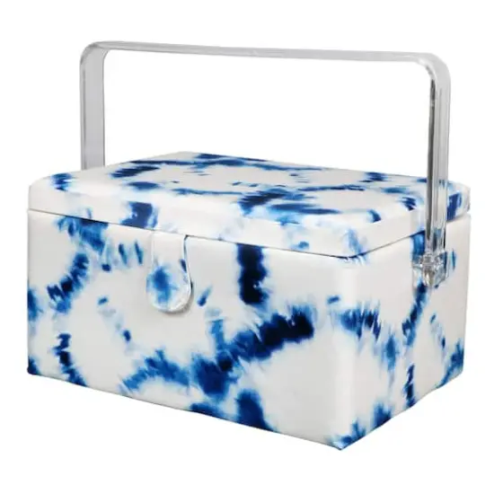 SINGER&reg; Large Blue & White Tie Dye Print Sewing Basket with Sewing Kit {9}
