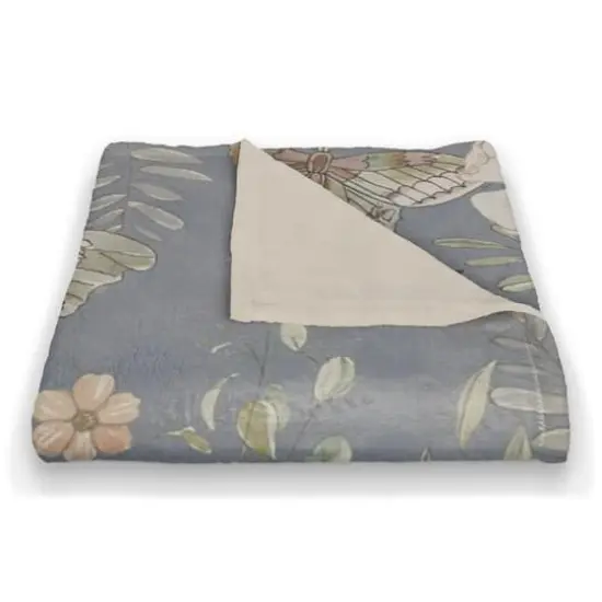 Butterflies Coral Fleece Blanket Blue {3}