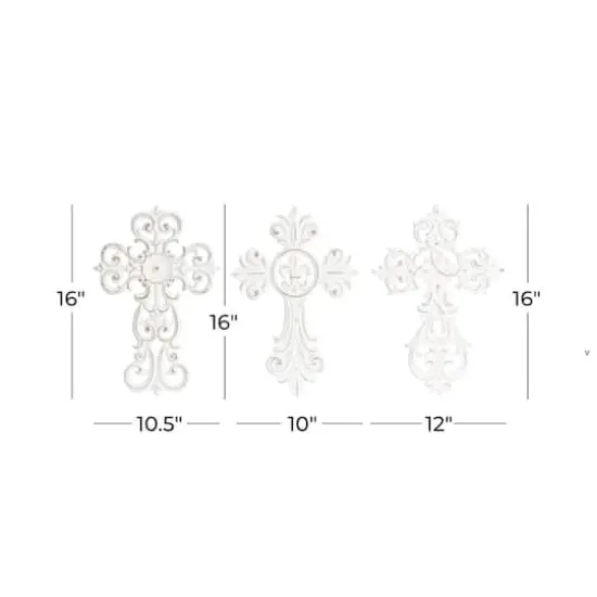 Set of 3 White Wood Traditional Wall Decor 11", 10" {8}