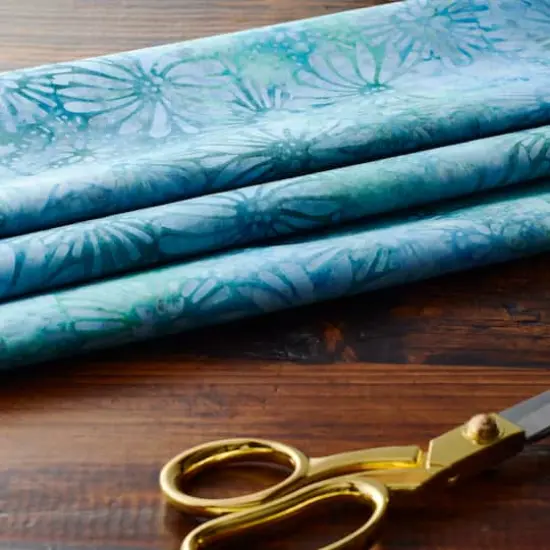 Feldman Batik Purple Turquoise Stamp Large Floral Cotton Fabric {4}