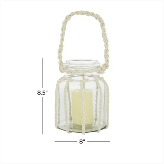 White Glass Coastal Lantern, 8" x 8" x 7" {8}