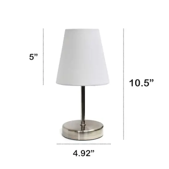 Creekwood Home Nauru 10.5" Sand Nickel Petite Metal Stick Table Lamp White {4}