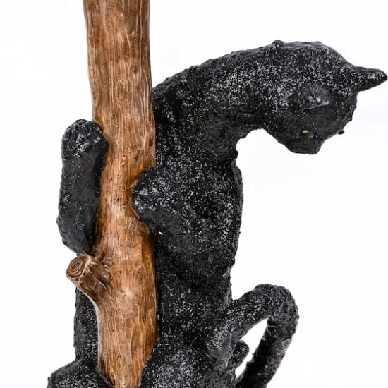 13'' Black Cat Climbing Broom Halloween D&eacute;cor {4}