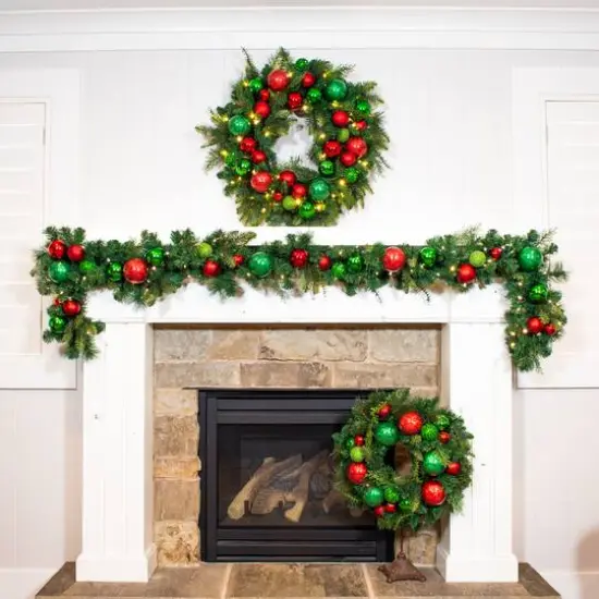 Village Lighting 30" Pre-Lit Christmas Cheer Wreath, Clear LED Lights {8}