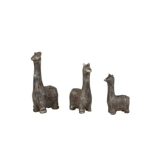 Set of 3 Black Metal Eclectic Llama Sculpture, 8", 7", 5" {7}