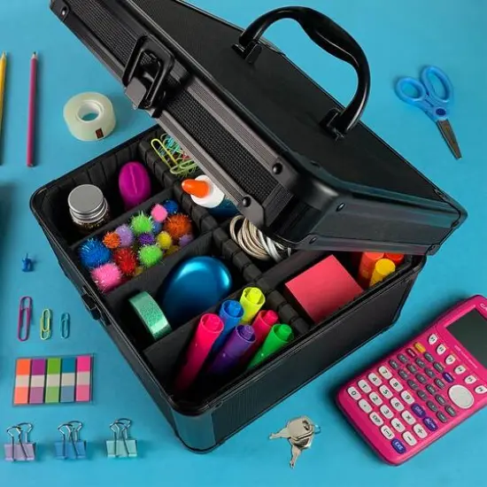 Vaultz Black Square Tactical Divided Storage Box {6}