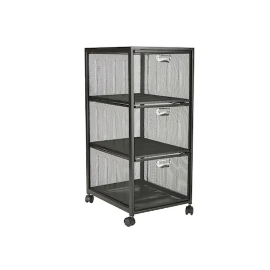 Mind Reader Black 3 Drawer Rolling File Cabinet {1}