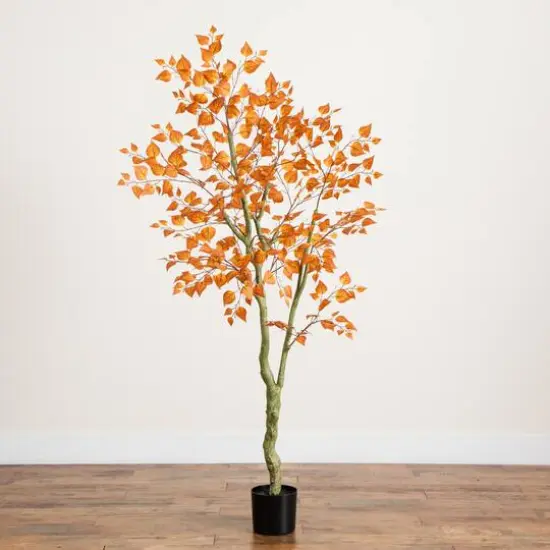 6ft. Autumn Birch Leaf Artificial Fall Tree {7}