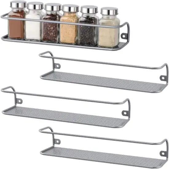 NEX™ Silver Wall-Mount Metal Spice Racks for Kitchen Storage, 4ct. {1}