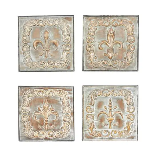 Brass Metal Fleur De Lis Wall D&eacute;cor Set {1}