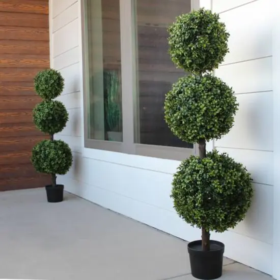 GreenSmart Dekor 4ft. Faux Boxwood Sphere Topiary Tree {3}