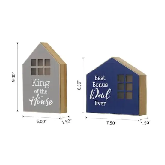 Glitzhome&reg; Lighted Father's Day Table Block Sign Set {9}