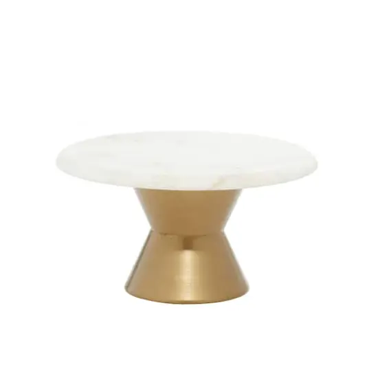 Gold Marble Contemporary Cake Stand, 7" x 12" x 12" {1}