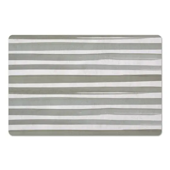 Watercolor Stripes Floor Mat Green/White {1}