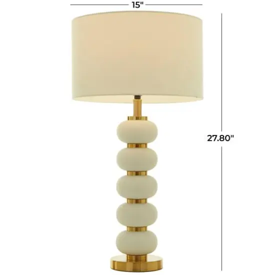 CosmoLiving by Cosmopolitan 28" Metal Orbs Style Base with Drum Shade Table Lamp White {9}