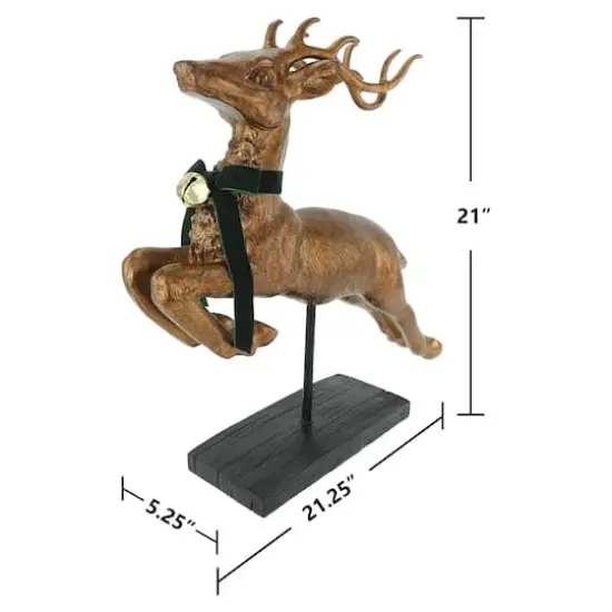 21" Antique Copper Leaping Reindeer with Bell Tabletop D&eacute;cor by Ashland&reg; {4}
