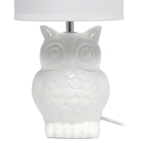 Simple Designs 13" Ceramic Owl Table Lamp Off White {10}