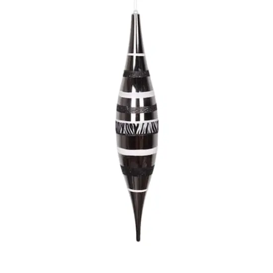 22" Black & White Diva Safari Zebra Stripes Christmas Ornament {1}