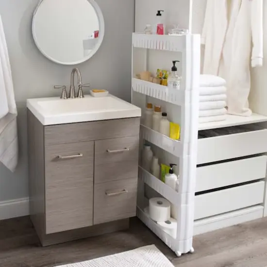 Simplify 5-Tier Slim Slide-Out White Storage Cart {3}