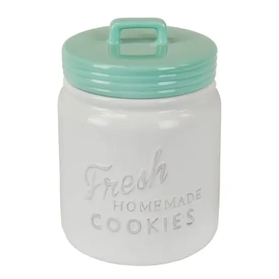 DII&reg; 9" Aqua & White Ceramic Cookie Jar {6}