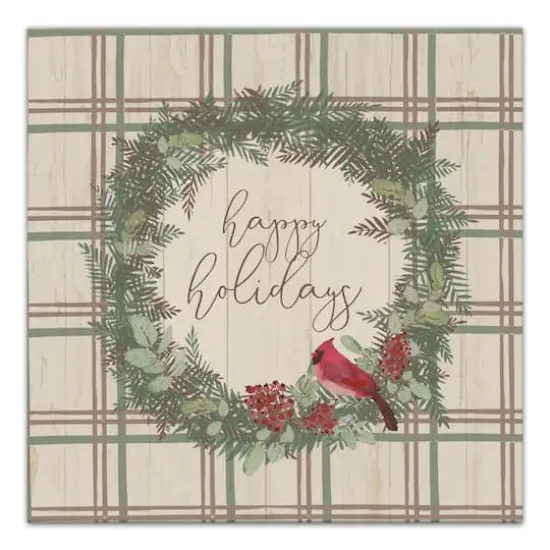 Happy Holidays Plaid Canvas Wall Art {1}