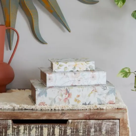 Vintage Floral Canvas Faux Book Box Set {8}