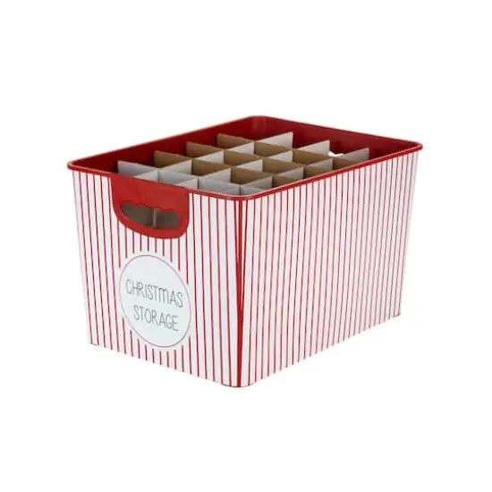 Simplify 15.4" Christmas 60 Ornament Storage Tote Bin with Straps {10}