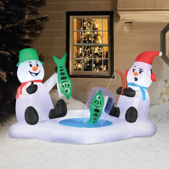 6ft. Airblown&reg; Inflatable Snowmen Ice Fishing {4}