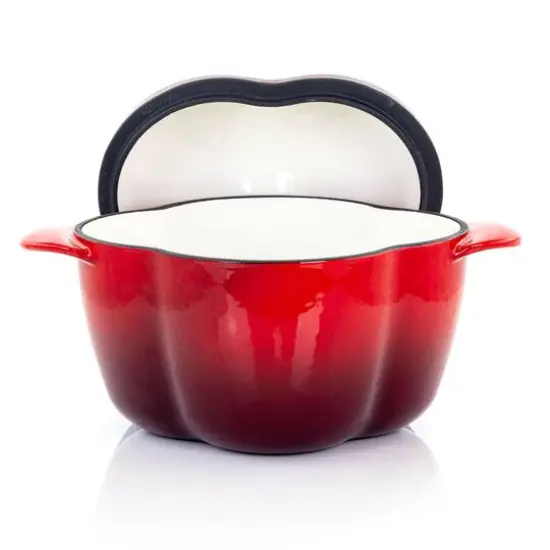 MegaChef 3qt. Red Pepper Shaped Enameled Cast Iron Casserole {6}