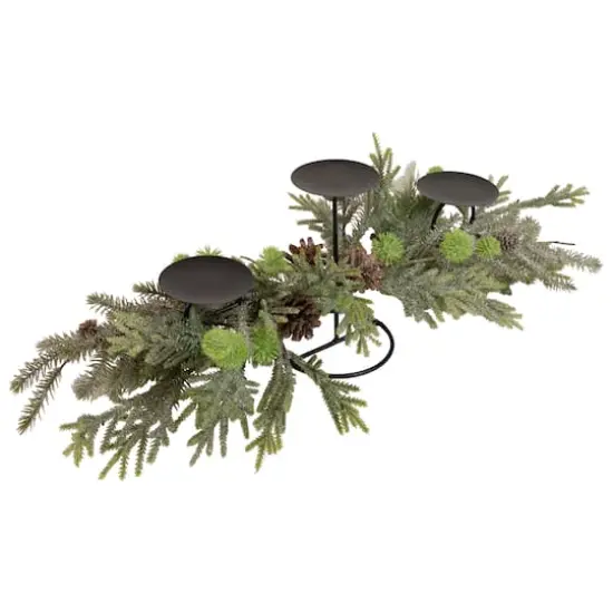 26" Holiday Foliage & Tiered Metal Candle Holder {5}