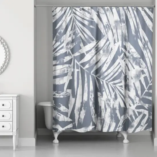 Tropical Leaves Shower Curtain Slate {1}