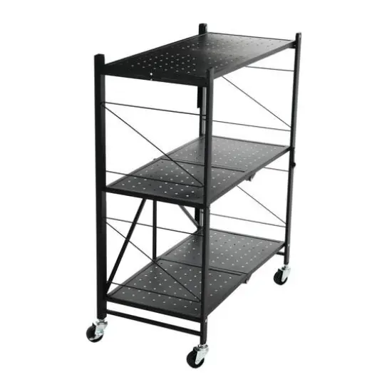 Household Essentials 34" Black Metal 3-Tier Foldable Utility Rack {9}