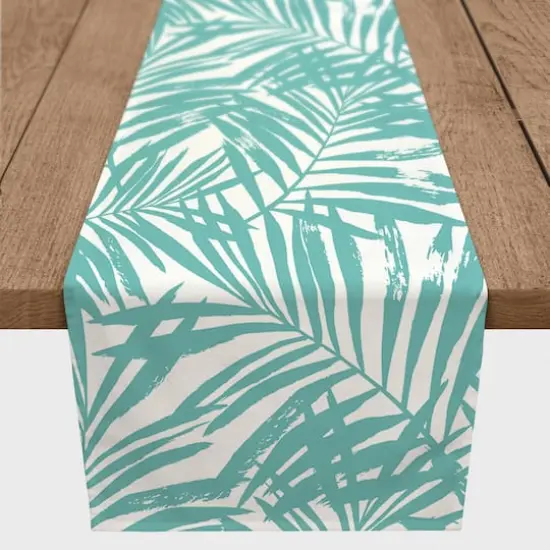 Tropical Leaves Table Runner Teal {4}