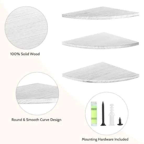 Floating Corner Shelves Set White {5}