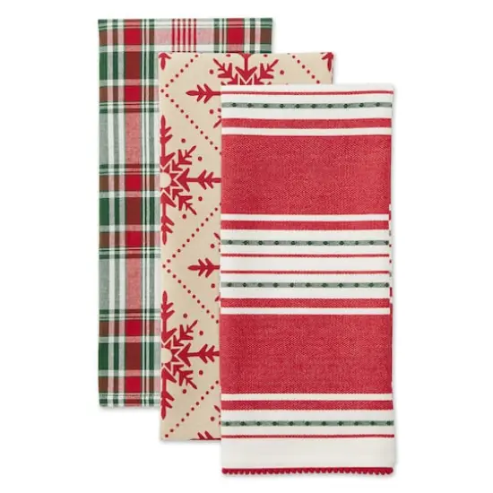 DII&reg; Assorted Scandinavian Snowflakes Dishtowel Set {4}