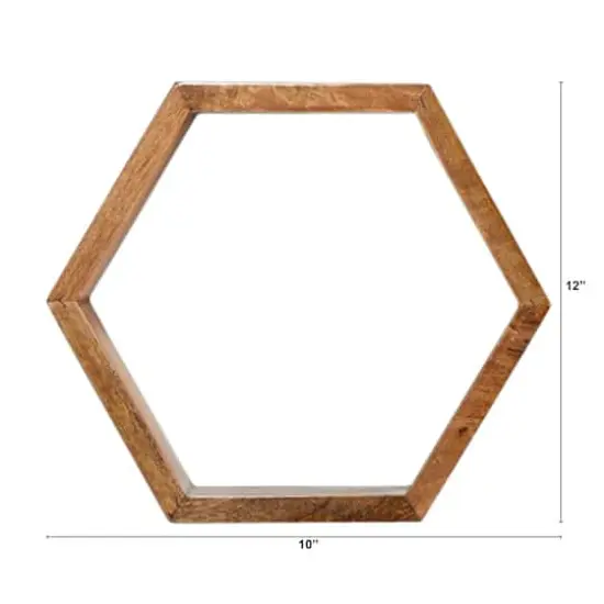 12" Wooden Hexagon Floating Honeycomb Shelf (Set of 5) {3}