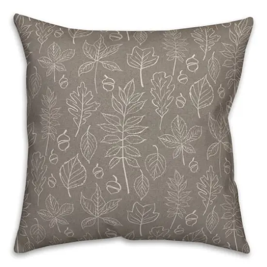 Gray Leaf Pattern Throw Pillow {3}