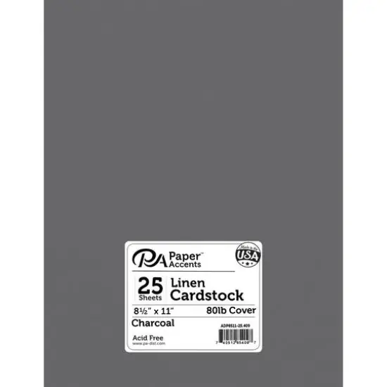 PA Paper&trade; Accents 8.5" x 11" 80lb. Linen Cardstock, 25 Sheets Black {2}