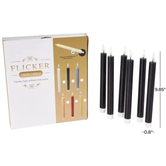 10" Flameless Wax Candles with Remote Control, 6ct. Black {8}