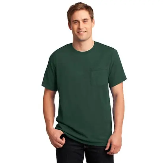 JERZEES&reg; DRI-POWER&reg; 50/50 Cotton/Poly Pocket T-Shirt Forest Green {4}