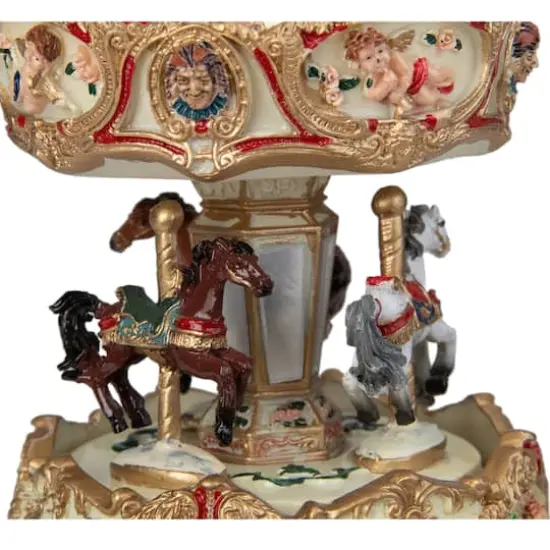 6.5" Ivory & Gold Animated Musical Clown & Cupid Carousel Tabletop Decoration {3}