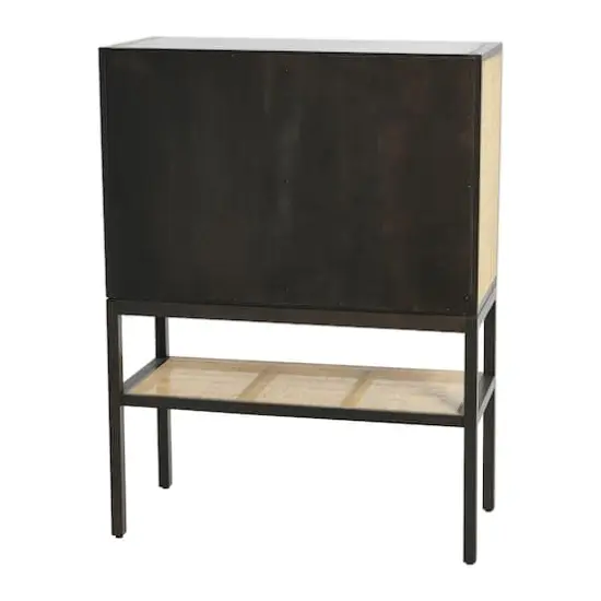 Hello Honey&reg; 47" Boho Woven Rattan and Wood Cabinet with Doors, Shelf, and Interior Storage Compartments Gray and Natural {9}