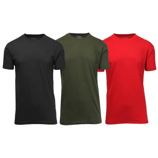 Galaxy By Harvic Crew Neck Men's T-Shirt 3 Pack Black/Olive/Red {1}