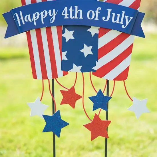 Glitzhome&reg; 30" Patriotic Firecracker Yard Stake {7}