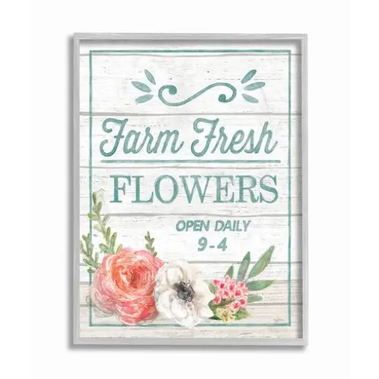 Stupell Industries Farm Fresh Flowers Gray Framed Wall Art {1}