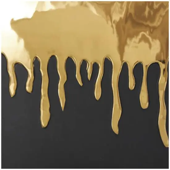 CosmoLiving by Cosmopolitan 11" Black Ceramic Vase with Abstract Gold Melting Drips {5}