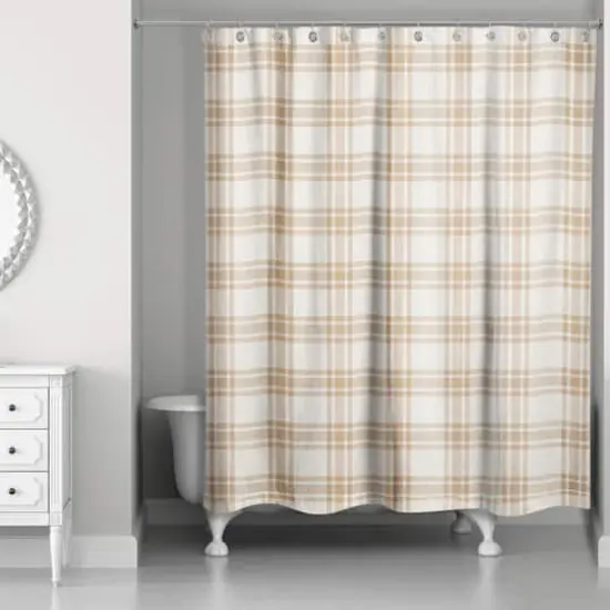 Orange Plaid Shower Curtain {3}